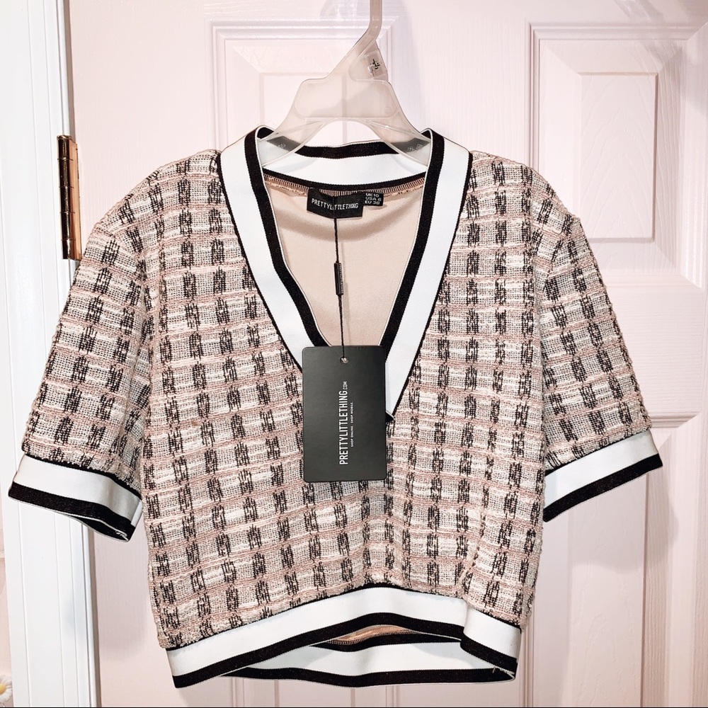 Boucle Stripe Trim Crop Top / Maya Jama PLT